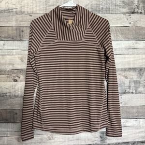Indyeva Womens Pullover Top Sz Small Brown Striped Long Sleeve Outdoors
